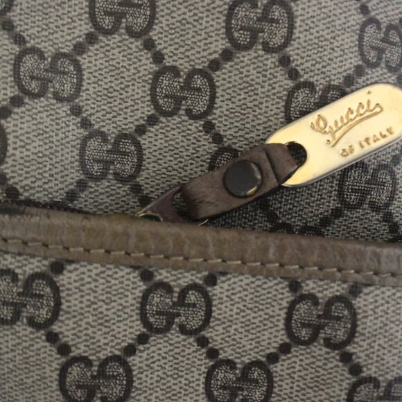 vtg 80s GUCCI Shopper Tote bag GG logo print canvas - Picture 7 of 12